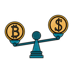 Bitcoins virtual money icon vector illustration graphic design