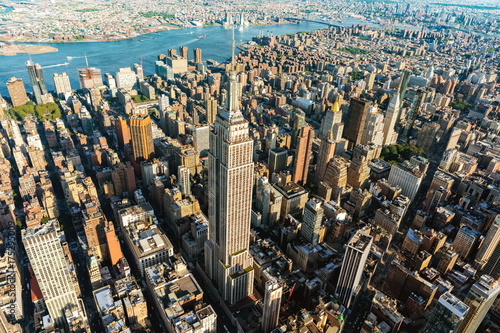Plakat na papierze fotorealistycznym Widok z lotu ptaka drapaczy chmur midtown manhattan nowy jork miasto