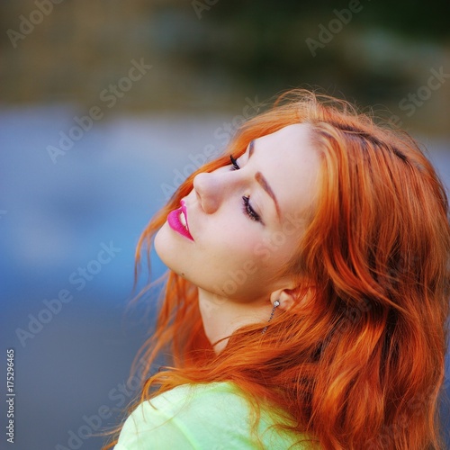 Portrait Of A Very Beautiful Serious Brown Eyed Girls With Bright