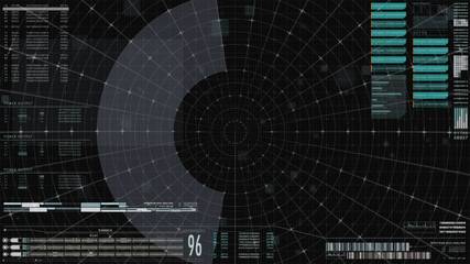 Wall Mural - hi-tech user interface head up display motion elements telemetry data display for background compute