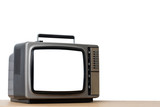 Fototapeta  - Old television with cut out screen isolate on a white.