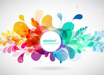 Wall Mural - abstract colored flower background with circles.
