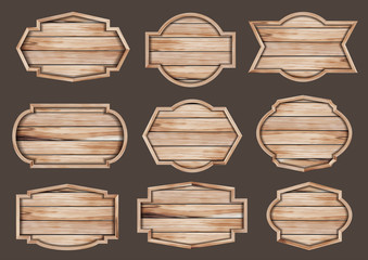 Aufkleber - Vector wood sign realistic illustration of wooden signboard