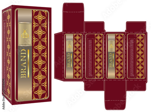 Download Packaging Design Red And Gold Luxury Box Design Template And Mockup Box Illustration Vector Buy This Stock Vector And Explore Similar Vectors At Adobe Stock Adobe Stock 3D SVG Files Ideas | SVG, Paper Crafts, SVG File