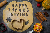 Fototapeta Panele - Thanksgiving concept - baking ingredients and symbols