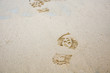 © Asvolas - Footprints of shoes in the sand from the front