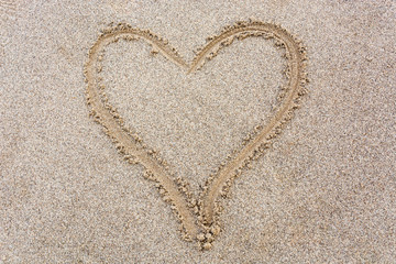 Wall Mural - Heart drawn in the sand from above