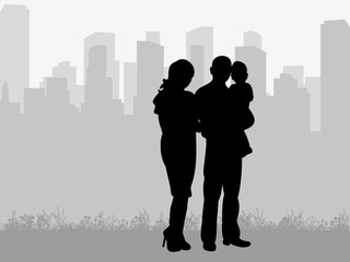 Wall Mural - silhouette of family