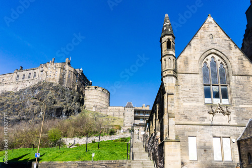 Plakat antyczny budynek kościoła w Edynburgu w Szkocji