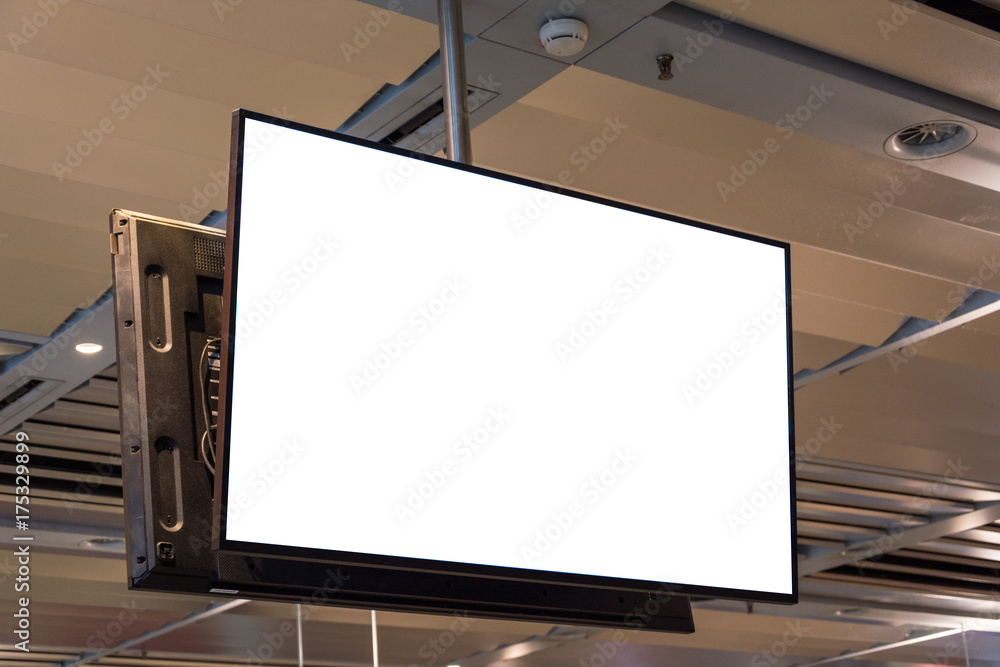Blank Ad Space Screen Hanging From The Ceiling Foto Poster