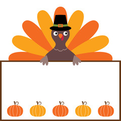 Poster - Thanksgiving card with a turkey and a blank space