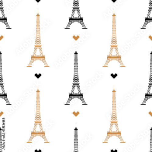 picture Eiffel Tower Vector Simple https stock adobe com images simple seamless background with a golden tower silhouette on a white background vector illustration silhouette eiffel tower paris france isolated on white background 175336685 start checkout 1 content id 175336685