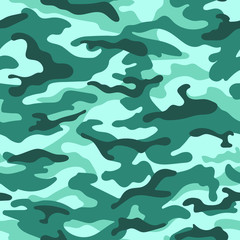 Wall Mural - Camouflage seamless pattern, female green colors. Vector