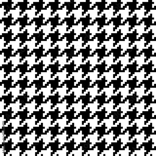 Fotografía Houndstooth pixel, black and white fabric seamless pattern