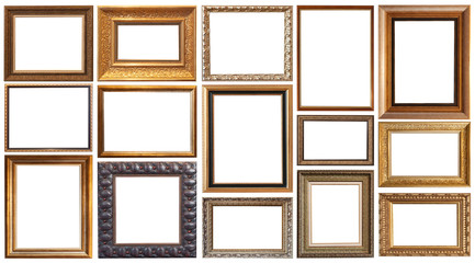 a picture gold frame on a white