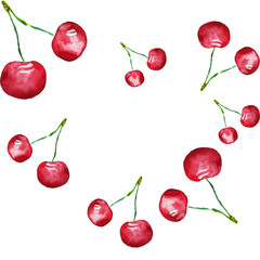 Cherry watercolor illustration