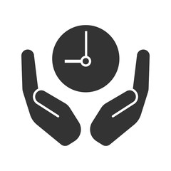 Poster - Open palms with clock glyph icon