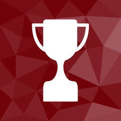 Sticker - Pokal - Icon mit geometrischem Hintergrund rot