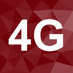 Poster - 4G Datenverbindung - Icon mit geometrischem Hintergrund rot