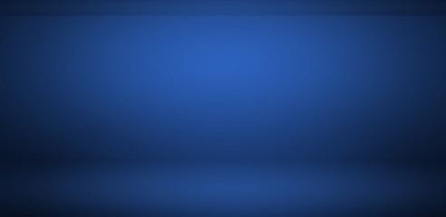 Wall Mural - dark and soft blue abstract cement wall and studio room gradient background.