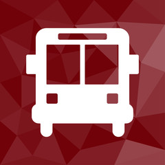 Wall Mural - Bus - Transportmittel - Icon mit geometrischem Hintergrund rot