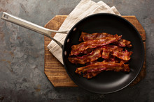 Cooked Bacon On A Skillet