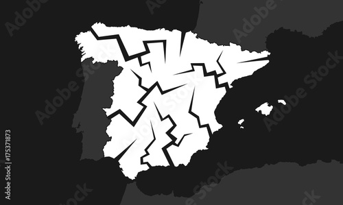 Cuadros en Lienzo Spain with cracks - deterioration, decline, failure and decay of the Spanish country