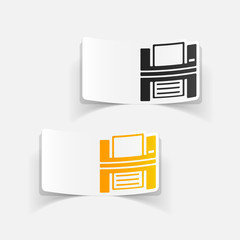 Sticker - realistic design element: printer