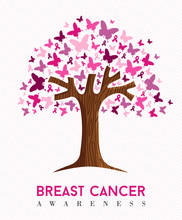 Breast Cancer Awareness Pink Butterfly Tree Art