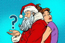 Santa Claus And Beautiful Woman, A Surprise Christmas Gift