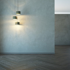 empty room with light, 3d rendering