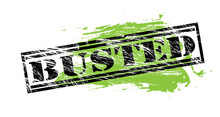 Busted Black And Green Stamp On White Background