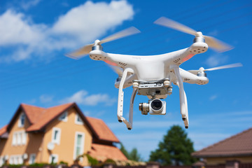 Wall Mural - drone usage. private property protection or real estate check