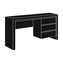 Poster - A mall table for writing.Wooden table on legs with drawers.Bedroom furniture single icon in black style vector symbol stock illustration.