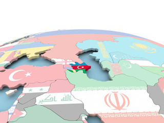  Flag of Azerbaijan on bright globe