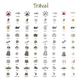 Fototapeta  - Illustration drawing style of camping icons collection