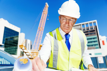 Wall Mural - Engineer builder at construction site