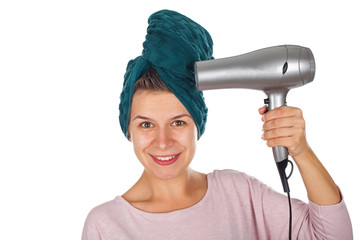 Sticker - Hair drying female - isolated