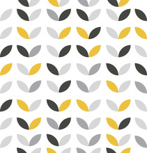 Yellow And Grey Abstract Flower Pattern