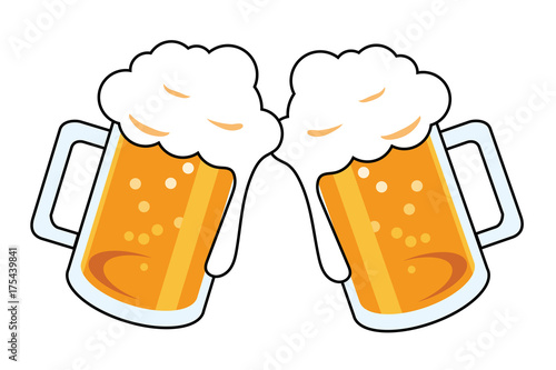 ジョッキのビールで乾杯のイラスト ベクターデータ Illustration Of Beer Adobe Stock でこのストックベクターを購入して 類似のベクターをさらに検索 Adobe Stock