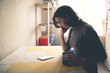© natalialeb - sad beautiful woman mother thinks about problems