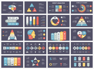 Vector circle arrows infographic, cycle diagram, business graph, presentation chart. Options, part, step, process. Human head puzzle brain, light bulb, briefcase, timeline, startup rocket, pyramid