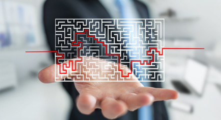 Poster - Businessman searching solution of a complicated maze