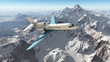 Verkehrsflugzeug über den Bergen