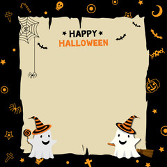 Happy Halloween black frame with ghost