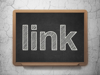 Web development concept: Link on chalkboard background