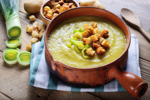 Leek And Potato Soup With Croutons