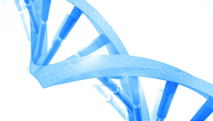 Wall Mural - 3d DNA strands on science background .