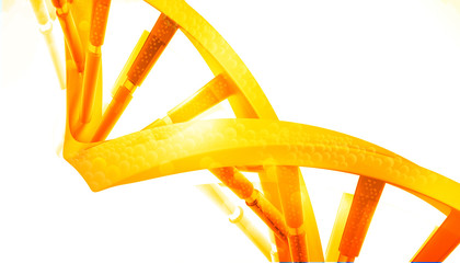 Wall Mural - 3d DNA strands on science background .