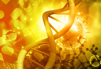 Wall Mural - Dna on abstract science background. 3d illustration.
